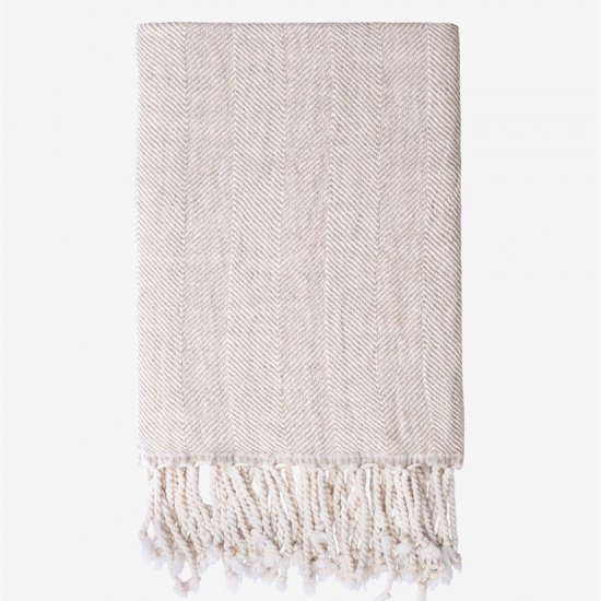 Pläd Herringbone i linnemix